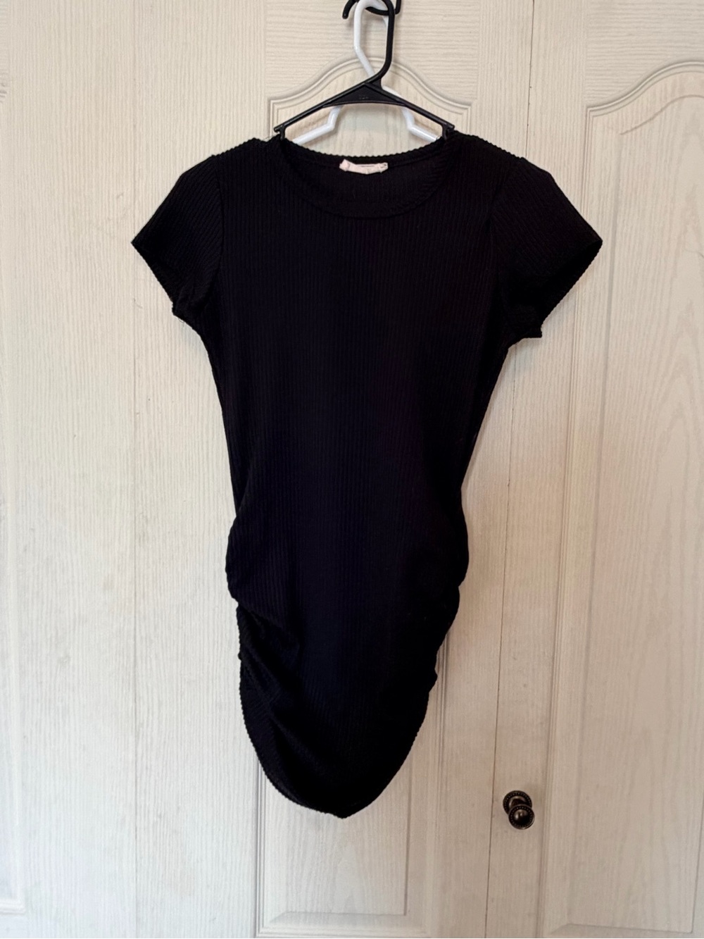 Black Ribbed Maxi Dress with Short Sleeves